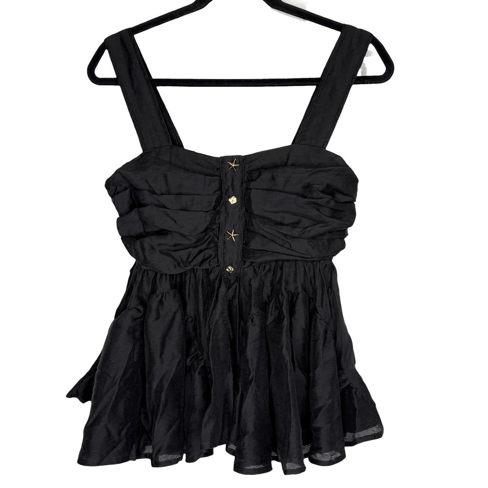 Ciebon Babydoll Peplum Cami Top S Boho Resort Coastal Whimsigoth Nautical NEW